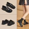 Mocassins Noirs Rétro Style Britannique Chaussures Simples pour Femmes Semelle Souple Un Pédale Petites Chaussures en Cuir Mocassins