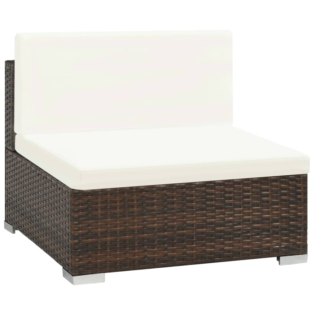 8 piece Garden Lounge Set with Cushions Poly Rattan Brown