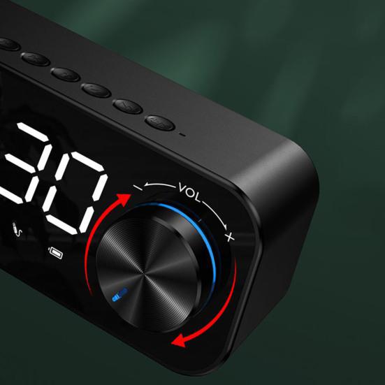 LED Digital Dual Alarm Clock Bluetooth-compatible Bass Speaker with TF AUX Music Player