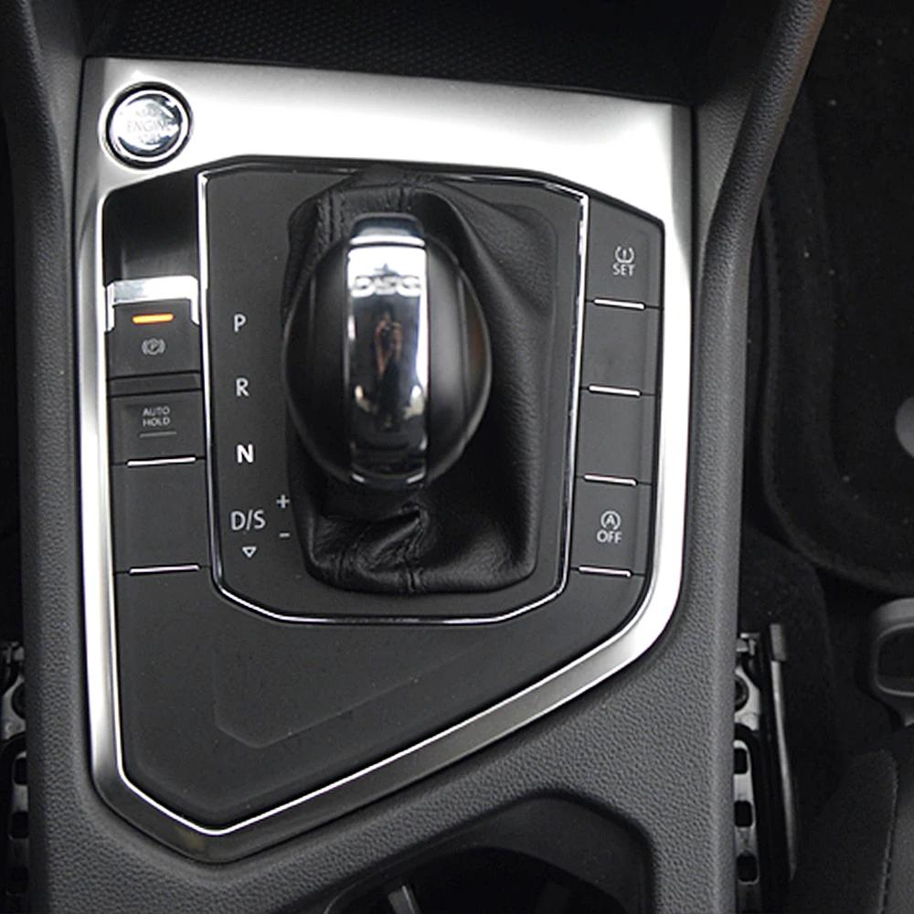 För Volkswagen VW Tiguan MK2 2017-2019 LHD AT Växellåda Växelspakspanel Ram Trim Rostfritt Stål Färg Klistermärke