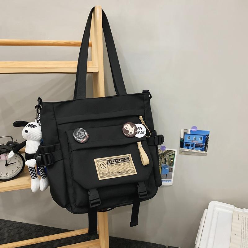 Japanese tooling retro shoulder bag female college students class commuter backpack large capacity portable tutoring bag messenger bag