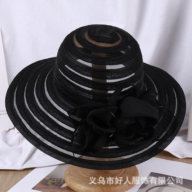 New French flower breathable sunscreen bucket hat women's spring summer outdoor versatile basin hat seaside big brim sun hat