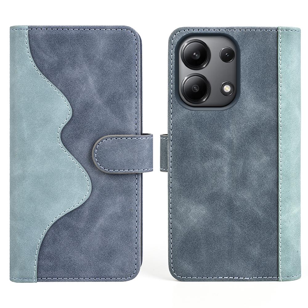 

For Xiaomi Redmi Note 13 4G Case Leather Wallet Phone Cover Color Splicing D