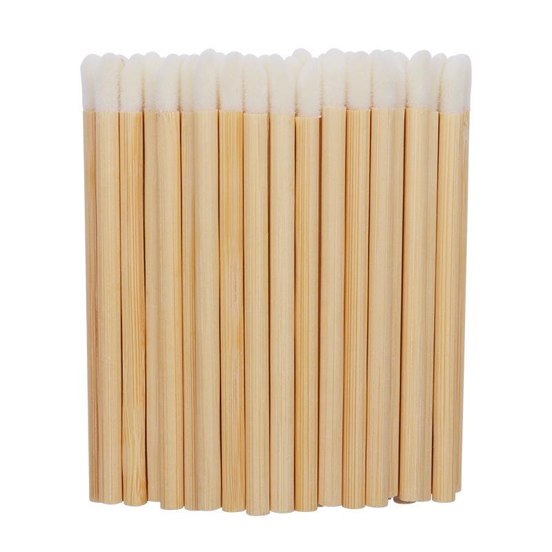 Disposable Bamboo Lip Brush with Wooden Handle
