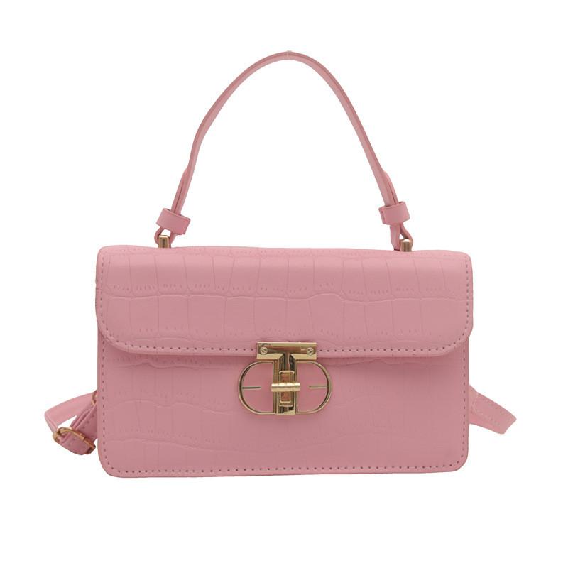 Stylish Korean Minimalist Retro Small Square Shoulder Tote Bag For Everyday Use In Black Beige Pink