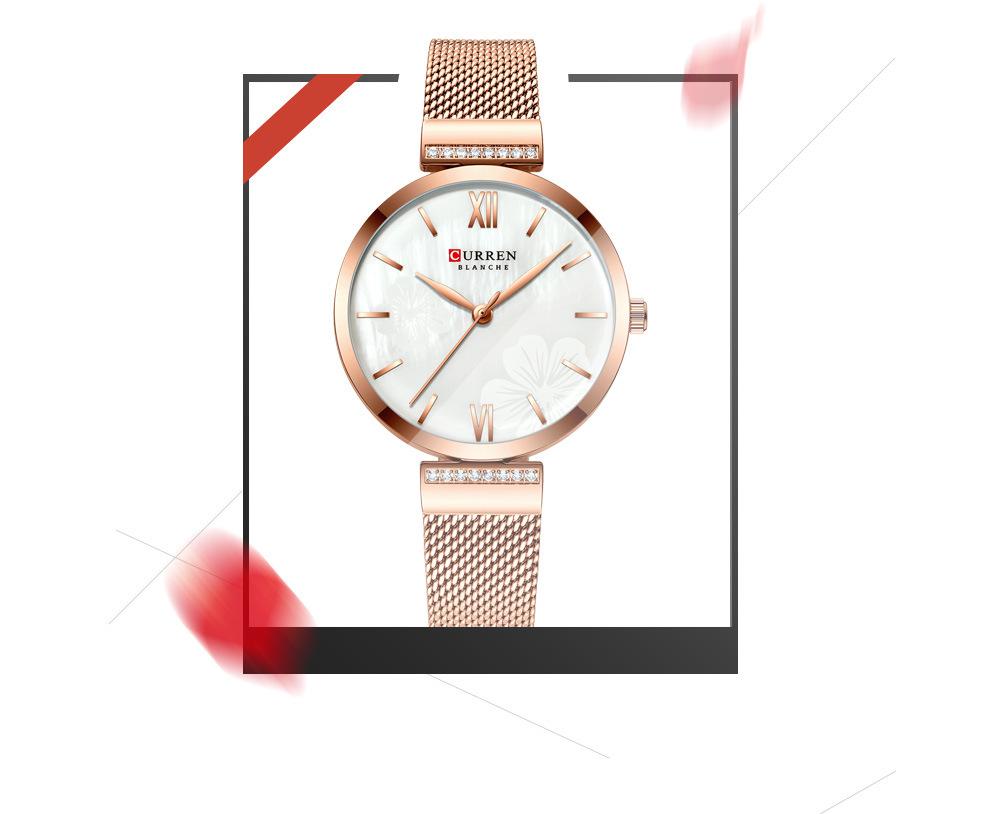 Curren 9067 Wasserdichte Quarz-Modeuhr für Damen mit Netzarmband