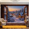 1Pcs Snowy Winter Village Houses Decoration Background Winter Backdrop For Photo Studio Photo Booth Party