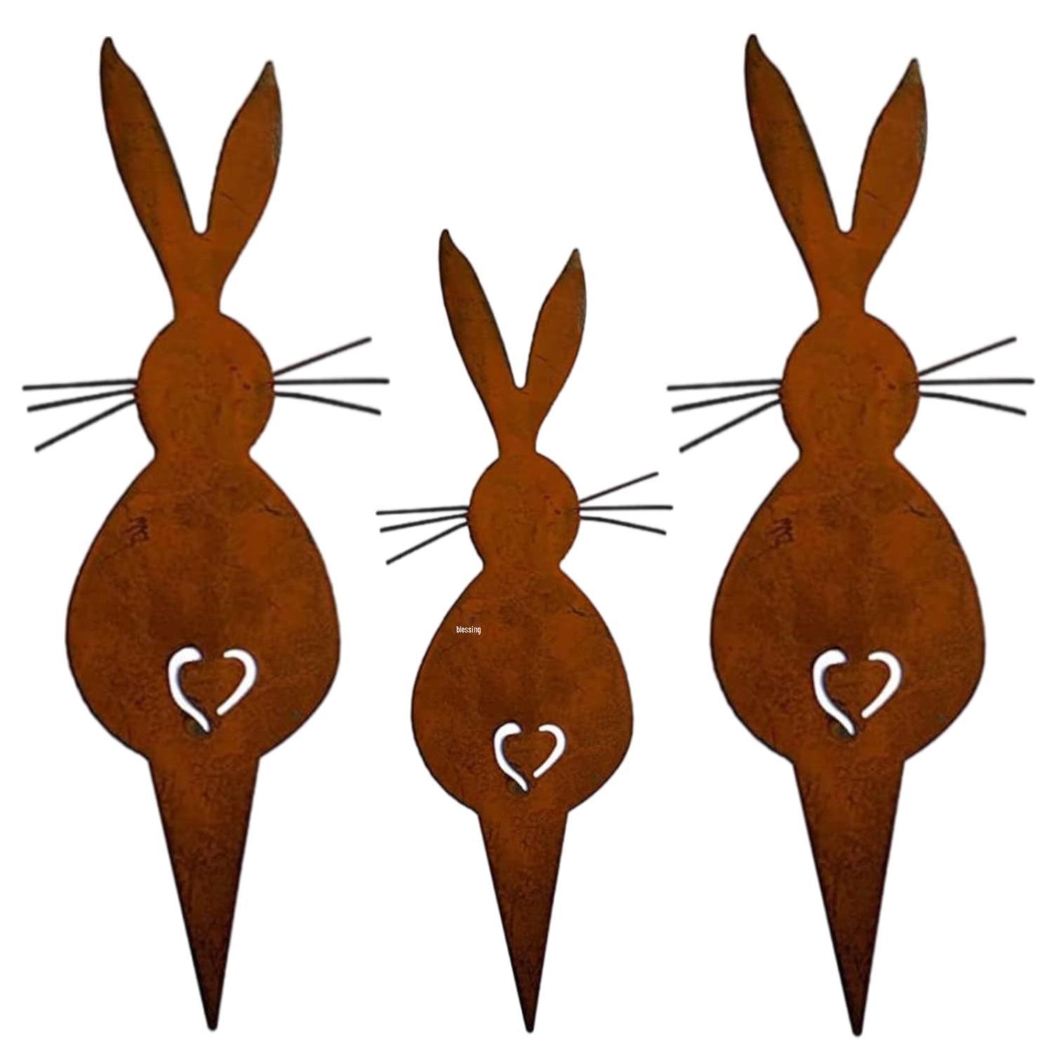 

Rustic Wrought Iron Rabbit Silhouette Garden Stake Ornament