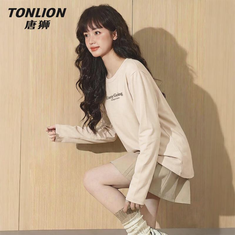 TonLion Women s Round Neck Long Sleeve Cotton T-Shirt 2XL