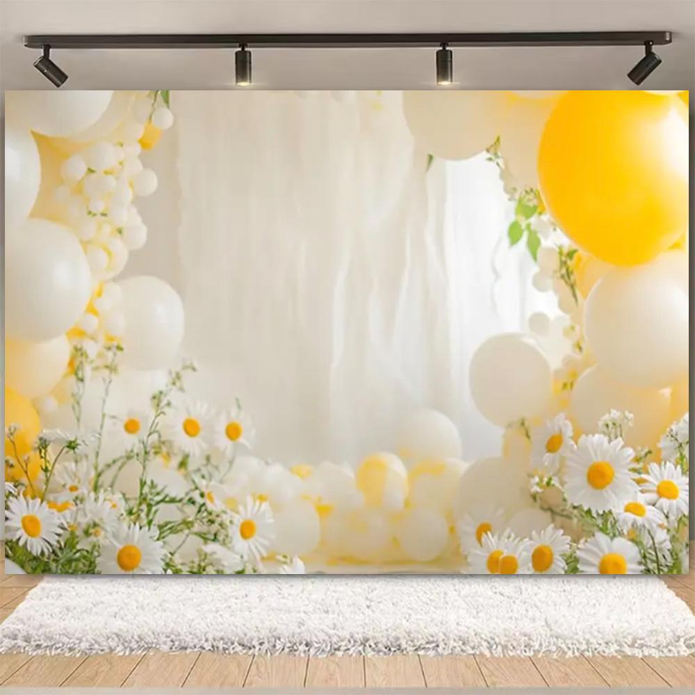 Spring Daisy Flower Backdrop Baby Shower Boho ArchBalloons Backdrop Girl Birthday Cake Smash Easter Kids Portrait Photo Props