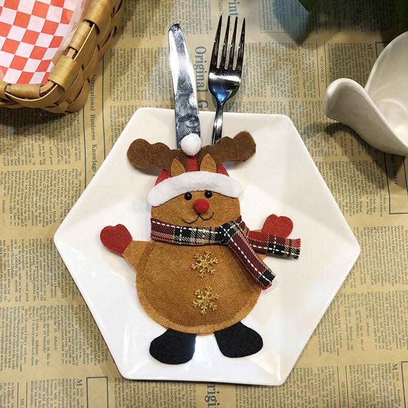 Weihnachts Messer Gabel Tasche Halter Neujahr Tisch Schneemann Form Bestecktaschen Anzug Weihnachtsbaumschmuck Heimparty DIY Deko