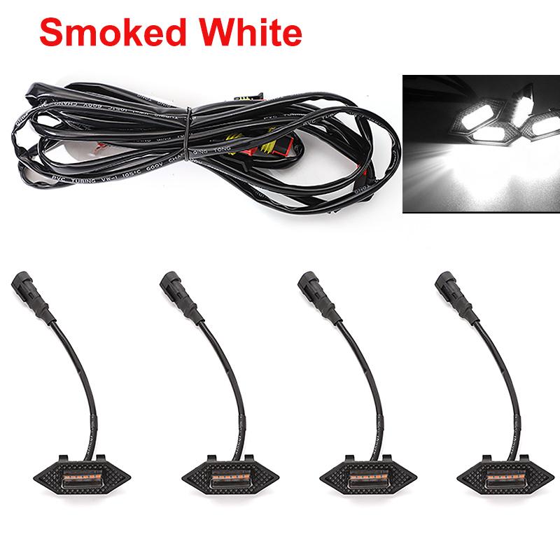 4Pcs/set Smoked Shell Amber Light Front Grille LED Light Safety Warning Light with Wire Harness Fit for Honda CRV 2017-2022