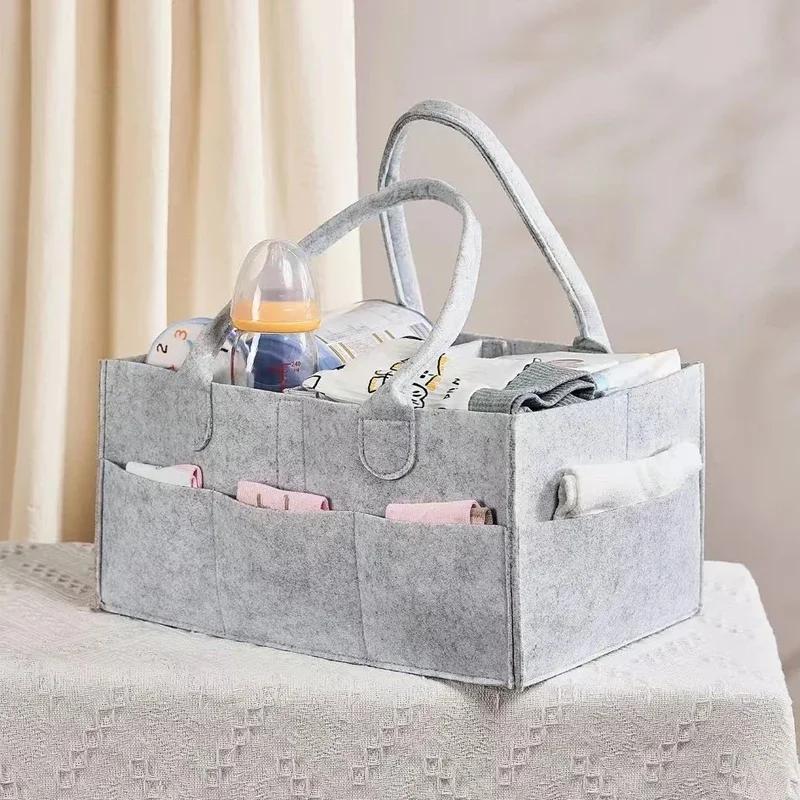 Children's Felt Diaper Storage Bag Baby Miscellaneous Toys Diapers Large Capacity Felt Diaper Bag Multi-functional Felt Foldable