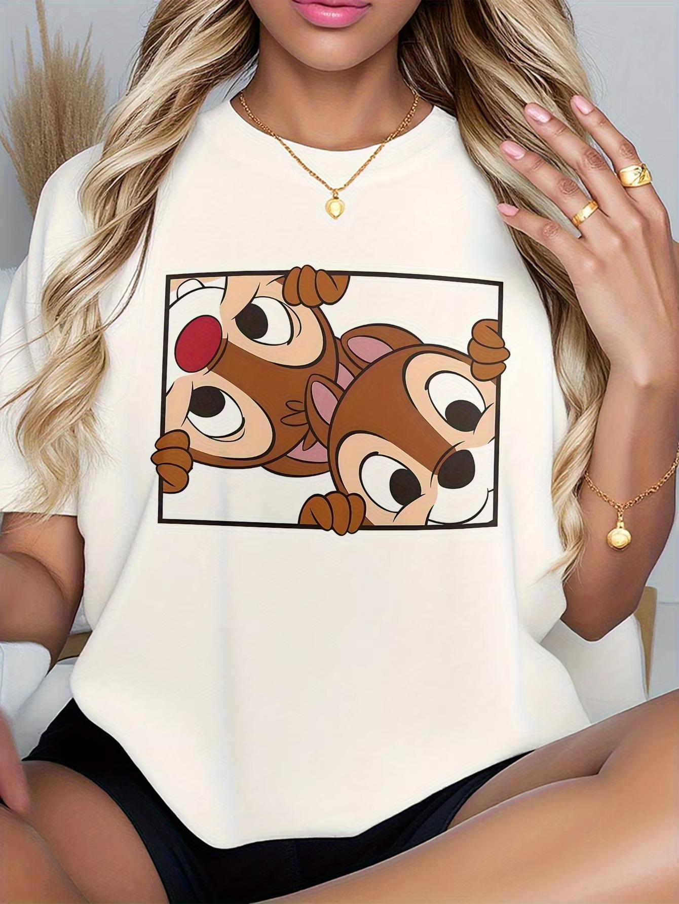 

ChipDale Unisexs and Womens Tshirt Black Cartoon Print Short Sleeve Round Neck Suitable for Spring and Summer S