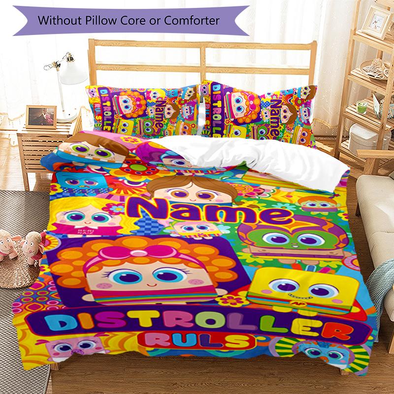 3pcs Custom Name Distroller Bedding Set Duvet Cover Closure Includes 1 Duvet Cover & 2 Pillowcases for All Seasons Bedroom Decor