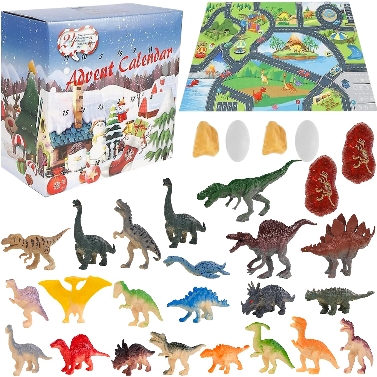 

Dinosaur Advent Calendar Jurassic Park Advent Calendar Toys For Boys Kids,24-Day Countdown For Christmas Party Favor Gifts (As shown-19628)-L