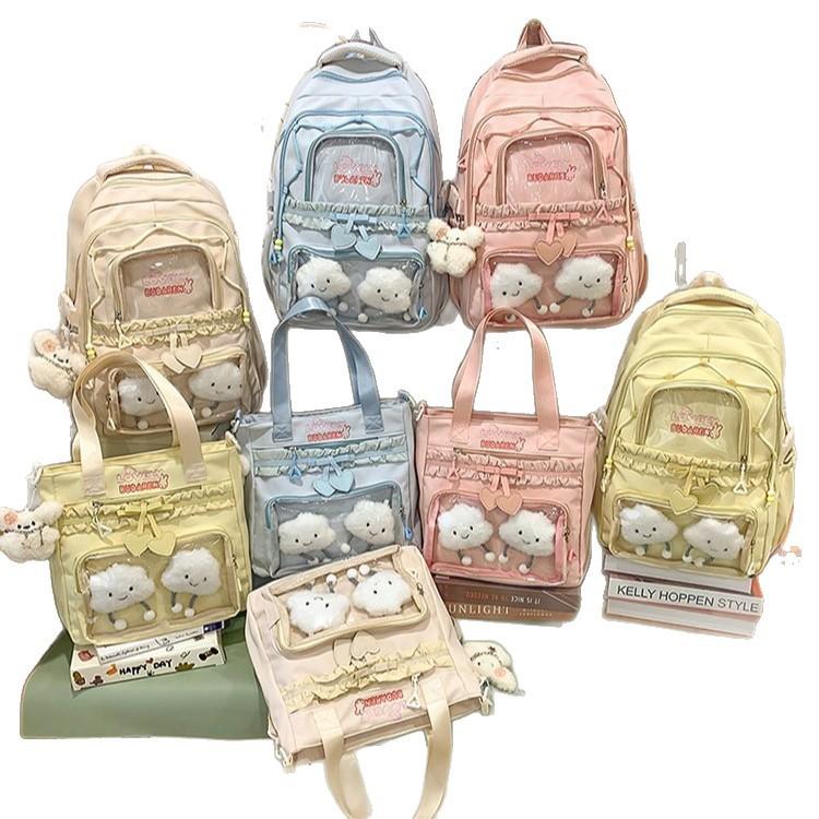 Schoolbag New Cute Female Ins High Value Dopamine Transparent Pain Bag Schoolbag Primary School Students Junior High School Students Backpack