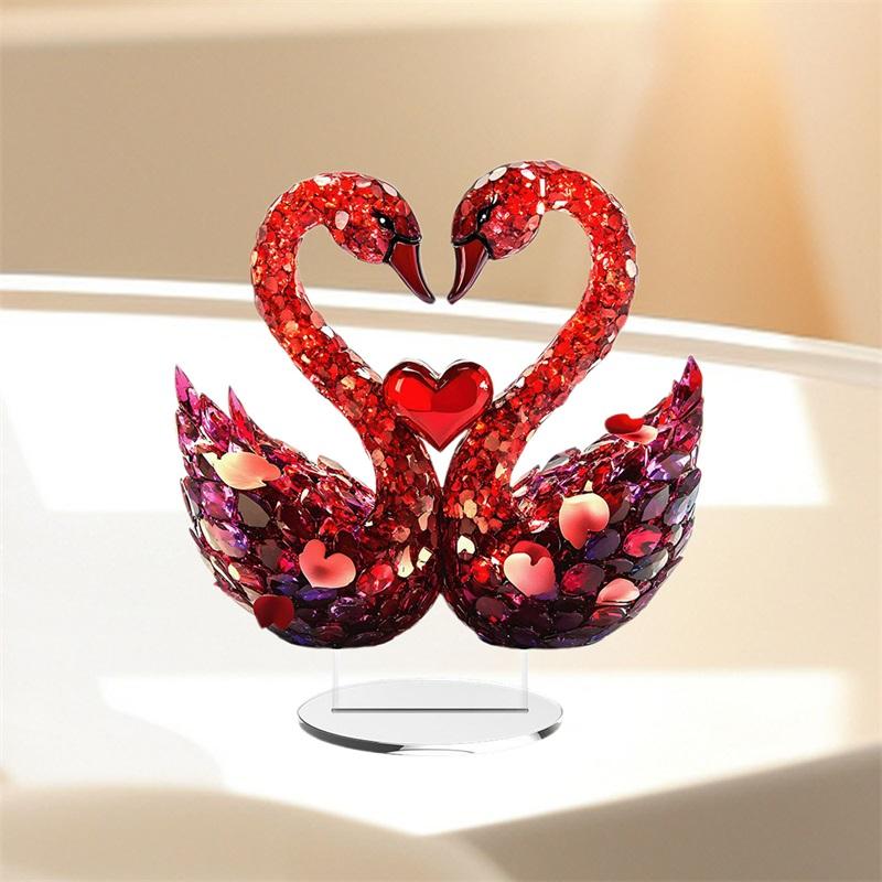 Elegant Acrylic Sign 3D Love Birds Figurine Romantic Statue Contemporary Art Decor for Living Room Shelf Display