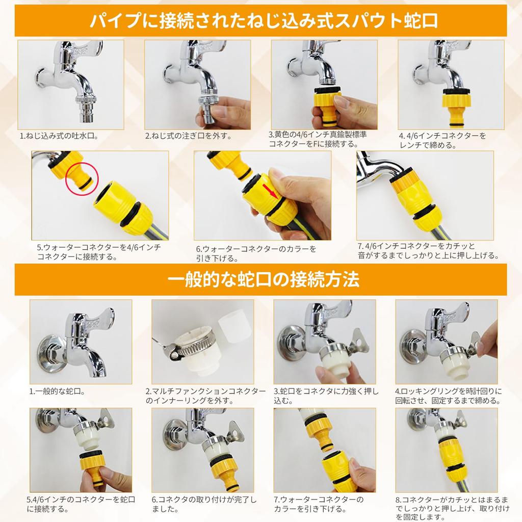 AUPETEK Water Supply Hose Set for High-Pressure Washers, Gray, 15m