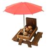 CYCLI-Comedouro para Esquilos Mesa Madeira Suporte Espiga de Milho Guarda-chuva Suporte Espiga de Milho Suporte Espiga de Milho Para Exterior Quintal Inverno Varanda B