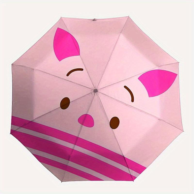 Disney Piggy,Cute,Minimalist Manual Opening and Closing Umbrella, 8-Rib Reinforced Folding Design, Lightweight