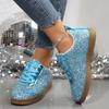 Fashion 2025 Women's Sneakers Luxury Sequined Casual Shoes Fashion Outdoor Vulcanized Shoes for Women Lace Up Flats Zapatillas De Mujer