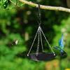 Hanging Bird Feeder Outdoor Hummingbird Feeders Faux Leather Feeding Tray Metal Mesh Attracting Wild Birds Square Platform
