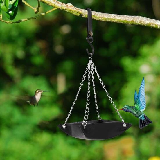 Hanging Bird Feeder Outdoor Hummingbird Feeders Faux Leather Feeding Tray Metal Mesh Attracting Wild Birds Square Platform