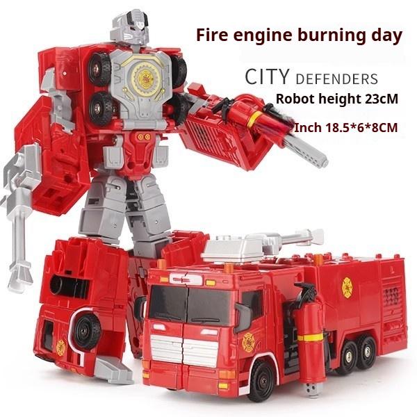 Alloy Version of The Deformed Robot Children's Toy Model Boy Police Car Airplane Fire Truck Combined Car Toy