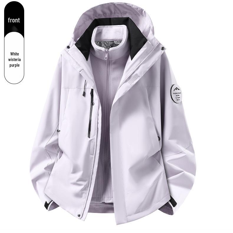 Camel Unisex 3-in-1 Mountaineering Jacket: Graphene-Lined, Windproof, Waterproof, and Warm, New Style, Two-Piece Set.