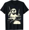 Cute Sloth Playing Drums Funny Music Animal Drummer Graphic T-Shirt