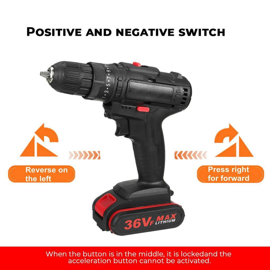 Electric Screwdriver Drill 25+3 Cordless Drill Torque With 2Pcs Battery Electric Hammer Impact Drill Power Tool 36V