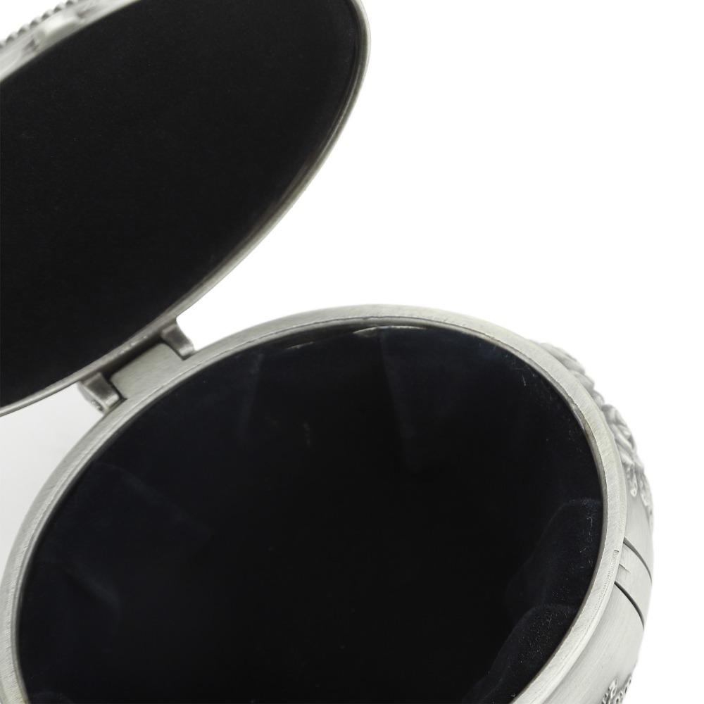 Oval Jewelry Organizer Box Emboss Alloy Trinket Jewelry Box For Rings Necklaces Earrings