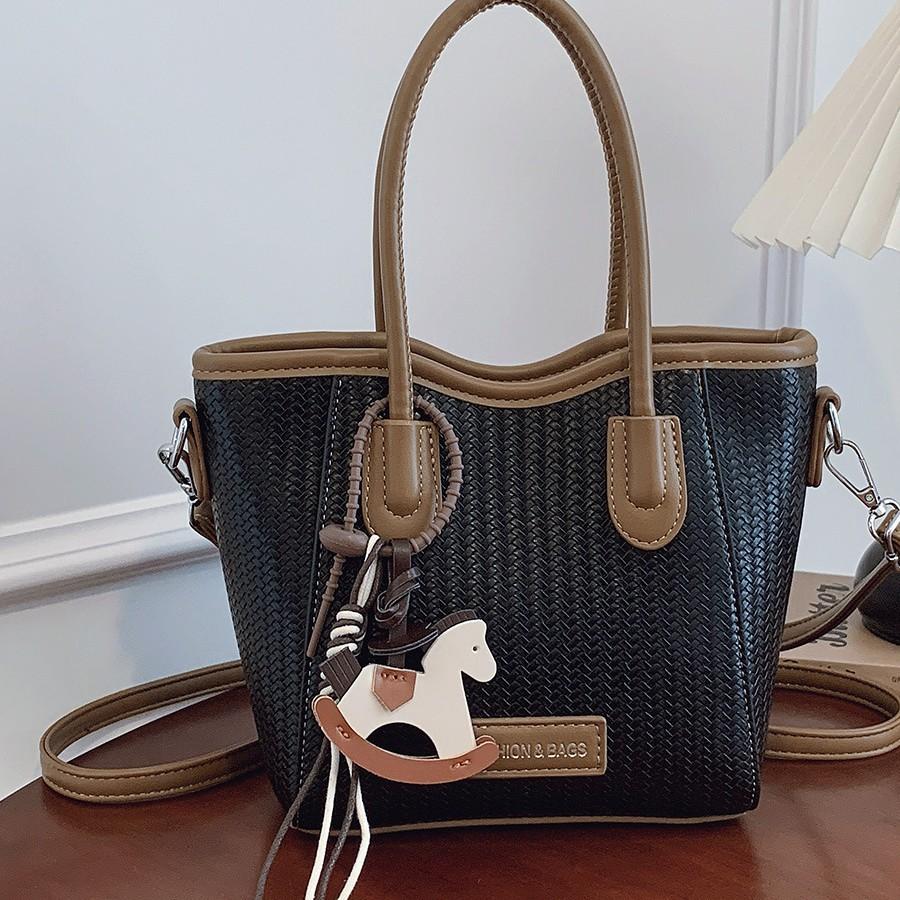 Premium sense contrasting color bucket bag temperament women's summer commuting leisure tide single shoulder oblique span bag