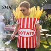 Hooded Food Costume Adults Fast Costume, Unisex Hot Dog Hamburger French Fries Women Cosplay Attire Dress Up Outfit for Halloween Holiday Party Stage