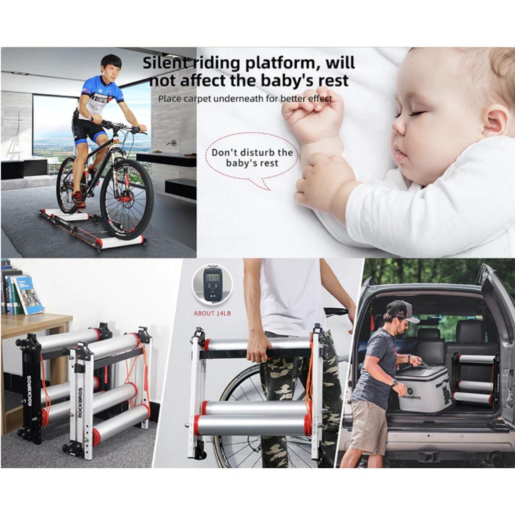 Rulli per Allenamento Bici Pieghevole Supporto Regolabile per Esercizio su Rulli Piattaforma per Allenamento Bici Indoor