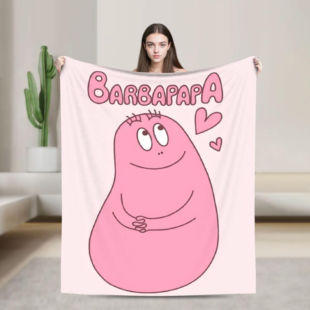 Kawaii Barbapapa Cartoon Throw Blanket for Couch Fuzzy Soft Plush Blanket 50x60 Inches Multiple Sizes Bedspreads for All Seasons