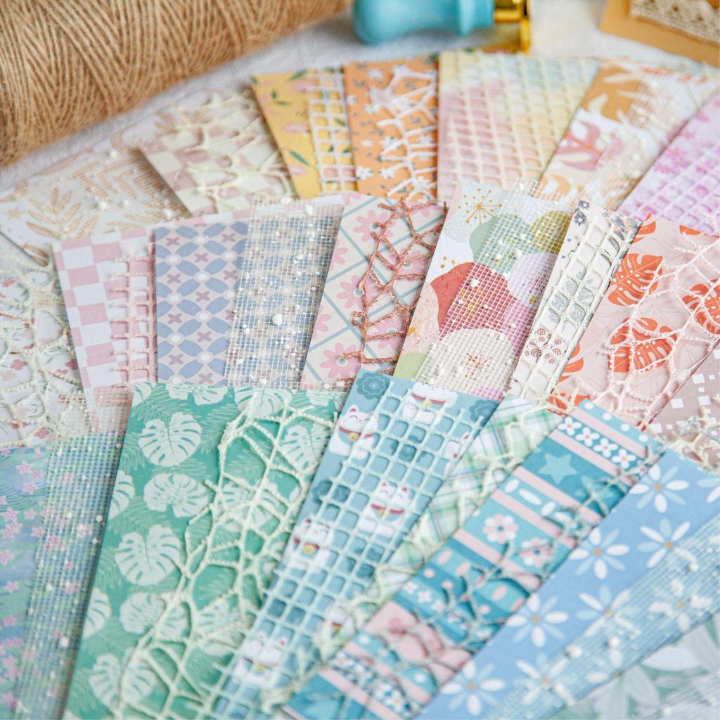 Retro Story Series: Warm Sun Mixed Material Paper Journal Flower Collage - 6 Styles