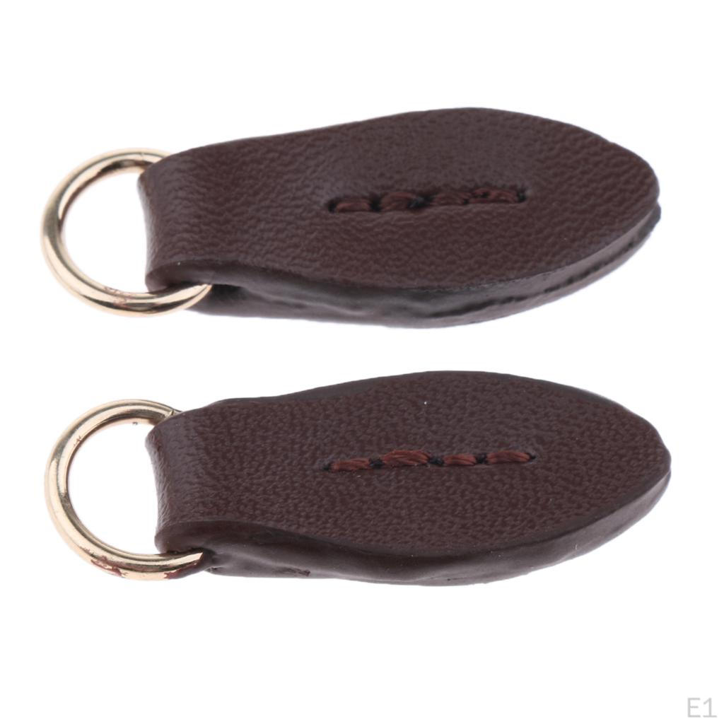 2 Shape Zipper Heads Leather Zip Pendant Puller for Handbags