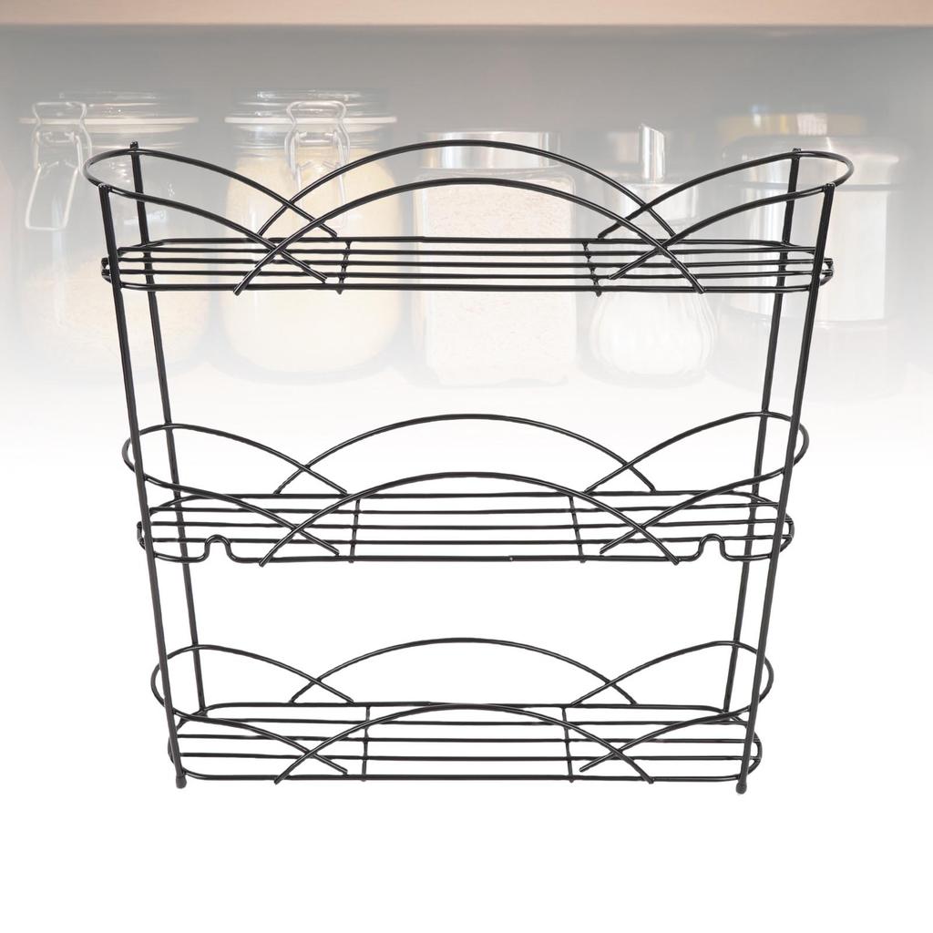 Seasonings Rack 3 Tier Metal Seasonings Organizer with Anti Slip Rubber Foot Pads for Kitchen Countertop