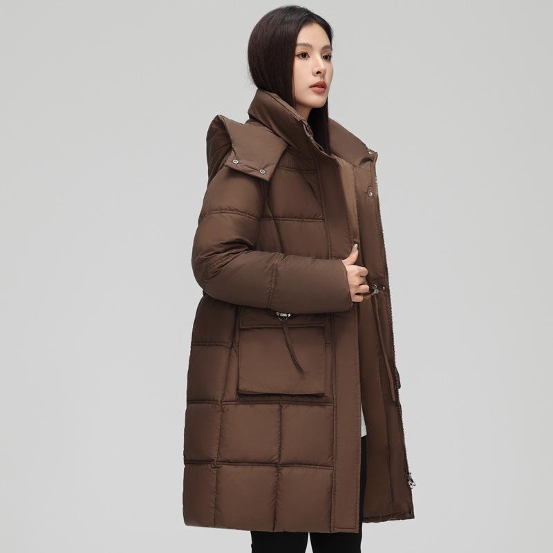 New Medium and Long Hooded Down Cotton Clothes Thickened Loose Cotton Clothes Jacket