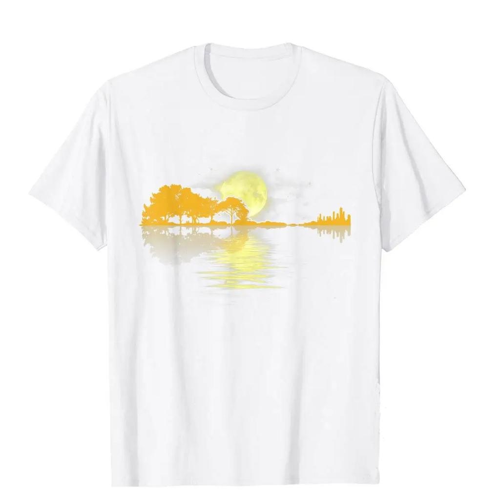 Guitar Lake Shadow Love Guitar T-Shirt Men Women Cotton T Shirt Loose Tops TShirts Wholesale Casual Fashion Harajuku Oversized T