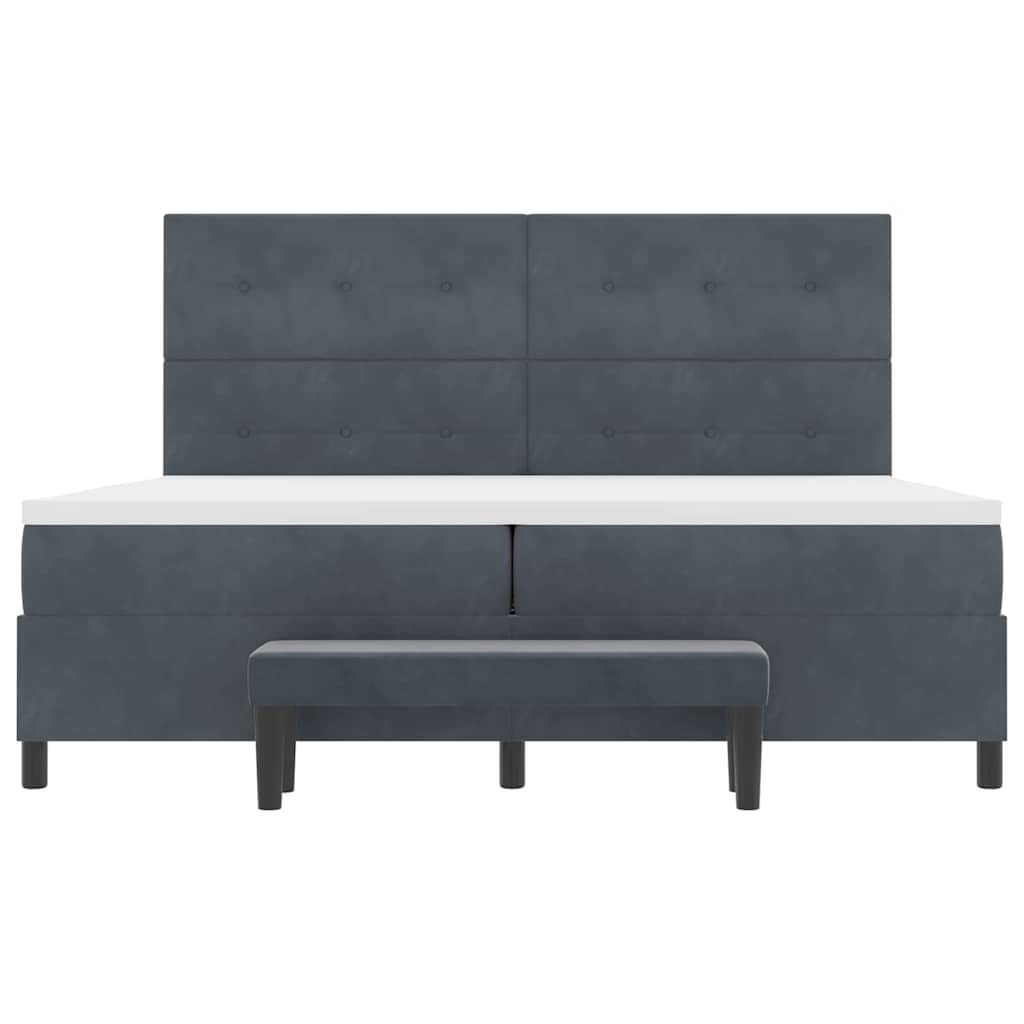 Box Spring Bed with Mattress Dark Gray 200 x 200 cm Velvet
