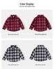 2026 Spring Kids' Blue Plaid Embroidered Long Sleeve Shirt for Boys