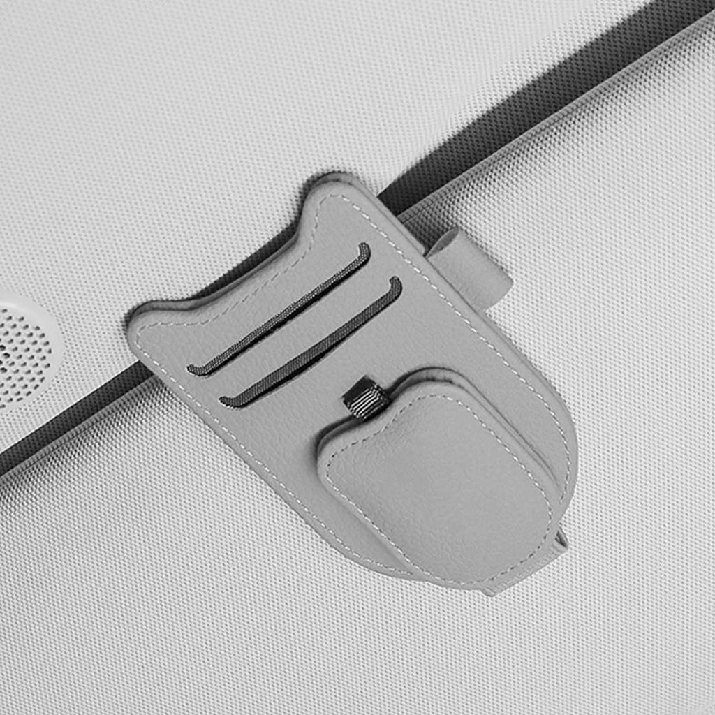 Sunglasses Holder for Car Visor, Magnetic Leather Glasses Eyeglass Clip, With Ticket and Pen Clip