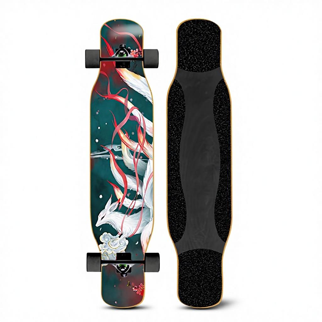 46IN Big Longboard Skateboard Boys Girls Beginners Adults Four-Wheel Street-Style Professional Double Rocker Maple Wood Dyed