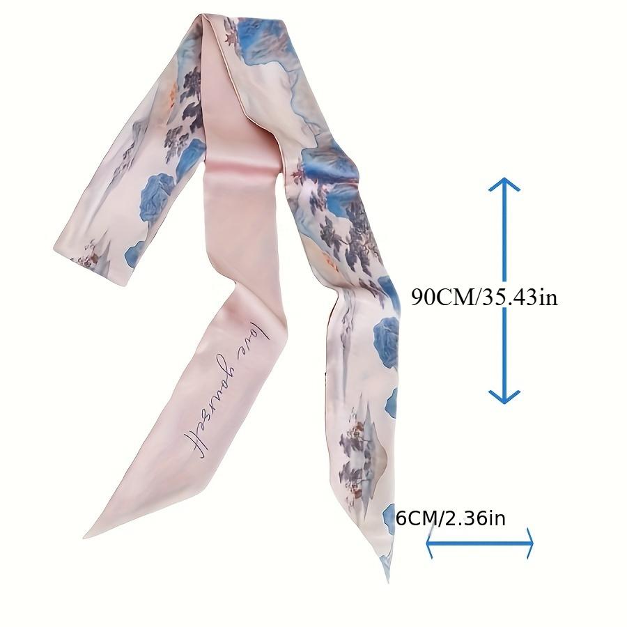 Classic Landscape Painting Combination Long Scarves with Gift Box, Versatile Ribbon Hair Ties for Bags and More