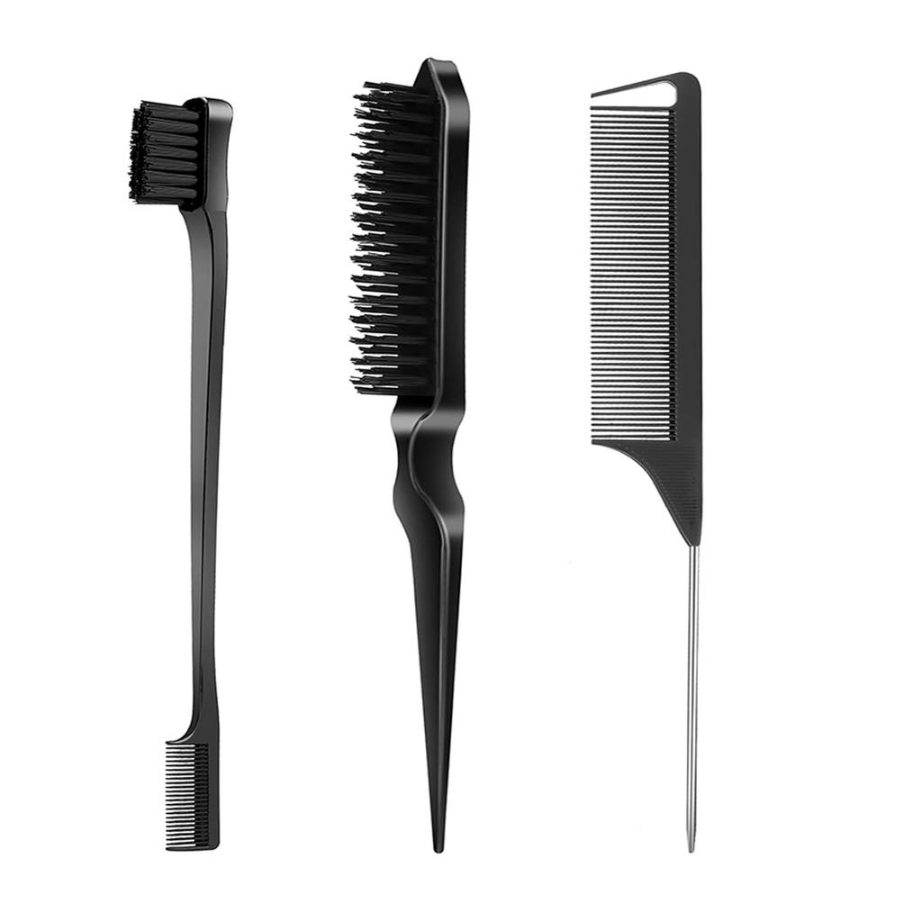 3pcs/set Hairdressing, steel needles, pointed tail comb, segmented dyeing, double ended eyebrow brush, edge brush, bristle comb