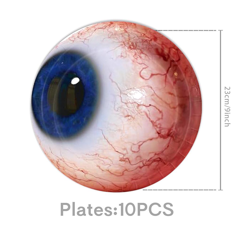 

Набор принадлежностей для тематической вечеринки на Хэллоуин с глазным яблоком Страшный одноразовый набор посуды Тарелки/Салфетки/Баннер/Скатерть Декор Все в одном пакете 9 inch Plate 10pcs
