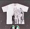 [USED] Evangelion Anime Graphic T-Shirt, White, Size M